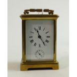 Brass carriage clock with alarm function: No key, but clock winds, ticks and sets (using a key