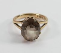 9ct gold ladies dress ring set with light brown stone, size M, 3.7g: