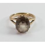 9ct gold ladies dress ring set with light brown stone, size M, 3.7g: