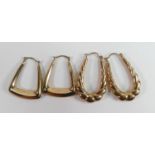 Two pairs of 9ct gold earrings, 2.9g: