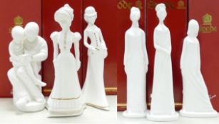 Boxed Spode Pauline Shone figures: Chirstina, Sarah, Story Time, Georgina, Victoria & Diana. (6)
