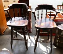 Two Wooden Captian Chair Type Bar Stools(2):