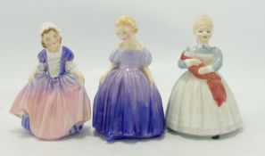 Royal Doulton Small Lady Figures: The Rag Doll(seconds), Marie HN1370 & Dinky Doo HN1678(3)