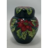 Moorcroft Poinsettia Patterned Ginger Jar: height 11cm