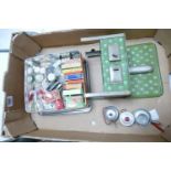 Tinplate Toy Stove & Accessories: marked made in England, complete with miniature advertising boxes,