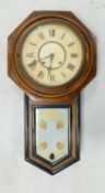 Mahogany drop dial wall clock: Length 82cm.