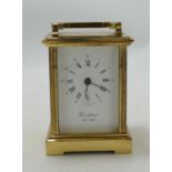 Heavy Brass Woodford Branded Quartz Carriage Clock: height 13cm