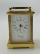 Heavy Brass Woodford Branded Quartz Carriage Clock: height 13cm