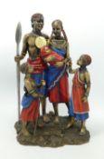Large Boxed The Leonardo Collection figure Masai Family Group: height 31cm
