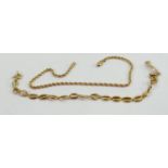 Two x 18ct gold bracelets: Fine rope twist in good condition, larger one showing signs of wear.