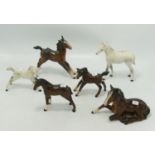 Beswick Foals to include: Grey 815, Foal 1816, Grey Foal 1813(damaged), Foal 997, Foal 915 & Foal