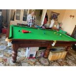 Edwardian mahogany snooker table: three quarter length snooker table in excellent condition complete