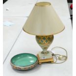 Large Modern Pottery Lamp base & shade: together with Floral H&K branded fruit bowl(2)