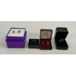 Four pairs of 9ct gold earrings: Gross weight 2.5g, all nice clean complete pairs in good condition.