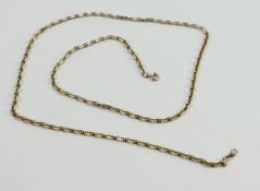 9ct gold hallmarked neck chain: weight 10.2g, length 55cm long appx.