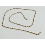 9ct gold hallmarked neck chain: weight 10.2g, length 55cm long appx.