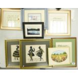 A collection of Framed Prints & Embroideries(8)