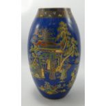 Large Cartlonware Blue Pagoda patterned vase: height 26.5cm