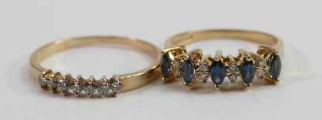 Two 9ct gold ladies rings, sizes I & M 3.2g.(2)