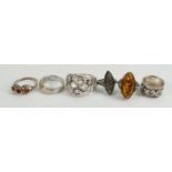 A collection of silver rings, 35g: