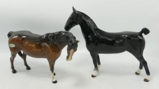 Beswick Beswick Black Hackney Horse 1361(tiny chip to ear) & Mare 1812(Chip to ear)(2):