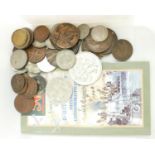 A collection of old coins including pre 1919 silver coins, 58.3g.