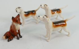 Beswick Fox Hounds & Fox(4):