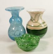 A collection of Art Glass To include: Gozo Signed Vase, Mtarfa & similar items, tallest 13cm(3)