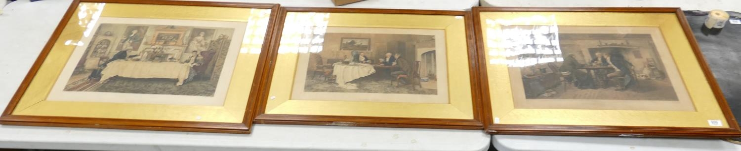 Series of Three Large Framed Sadler Prints titled: Darby & Joan, Dummy Whist & The First of - Image 2 of 2