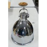 Large Modern Industrial Type Chromed Ceiling Lamp: height 46cm