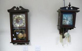 Two Modern Wooden Framed Wall Clocks(2):