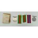 WWII 39-45 Defence & 39-45 War Medals : in original box with papers