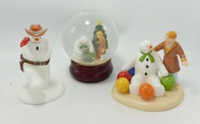 Coalport The Snowman Figures to include: Christmas Friend Glitter Globe, Soft Landing & Cowboy Jig(