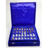 Cased Onyx / Hardstone Chess Set & Board: height of King 7cm