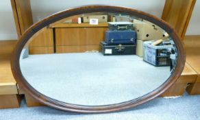 Large Wooden Framed Oval Wall Mirror: diameter at largest 89cm