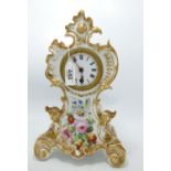 19th Century Hand Painted Rococo Clock: of European appearance , height 32cm , no key sold as not