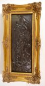 Reproduction Bronze Framed Panel with images of Cupids: frame size 54 x 26cm