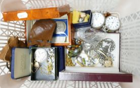 A collection of ladies costume jewellery: including commemorative coins, 1935 Silver crown, 2 silver