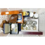 A collection of ladies costume jewellery: including commemorative coins, 1935 Silver crown, 2 silver