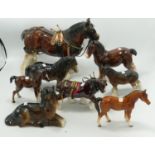 A collection of Non Beswick Horses to include Foals, Shire Horses, Shetland pony etc (8)