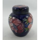 Moorcroft Anemone Patterned Ginger Jar:, Queen Mary label noted, height 11cm