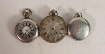 Three gents silver cased pocket watches: All sold as not working, includes full hunter, half