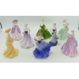 A collection of small Coalport Lady Figures to include: Mary, In Vogue, Sandra, Violet, Love