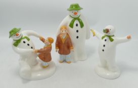 Coalport The Snowman Figures to include: Dancing at the Party, Moneybox & The Wrong Nose(3)