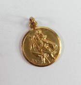 9ct hallmarked gold St Christopher pendant: Weight 2.5g, measures 23mm high appx.