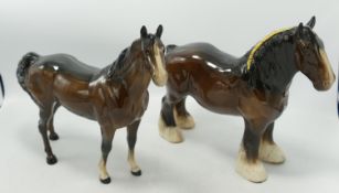 Beswick 818 Shire Horse & Similar Swish Tail Horse 1182(2)