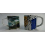 Copenhagen Annual Fajance Mugs Denmark Decorated by Danish Designers Years 1999 & 2000(2): height