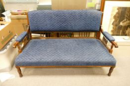 Edwardian mahogany inlaid 2 seater settee: Measuring 172cm x 63cm x 92cm high appx.