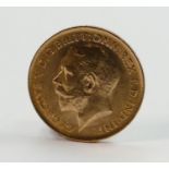 Gold half sovereign dated 1914: