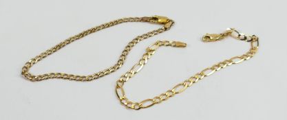 Two x 9ct hallmarked gold bracelets: Gross weight 5.8g